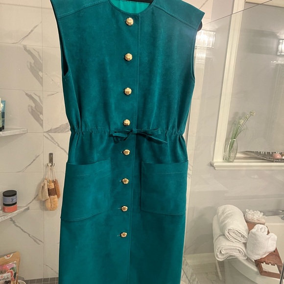 Dressing, rich, extremely rare, find, genuine, ultra, suede jumper dress, size 8 - Picture 5 of 17